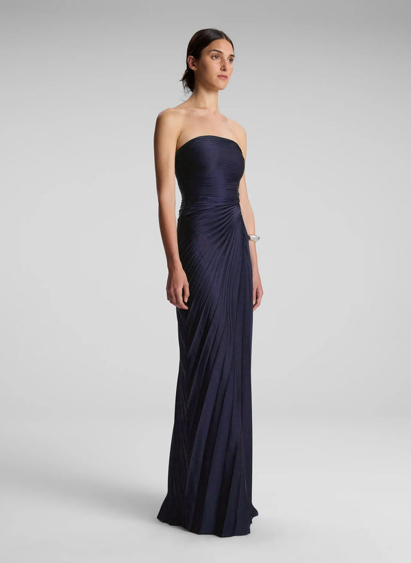 A.l.c. Bianca Strapless Pleated Maxi Dress Riviera