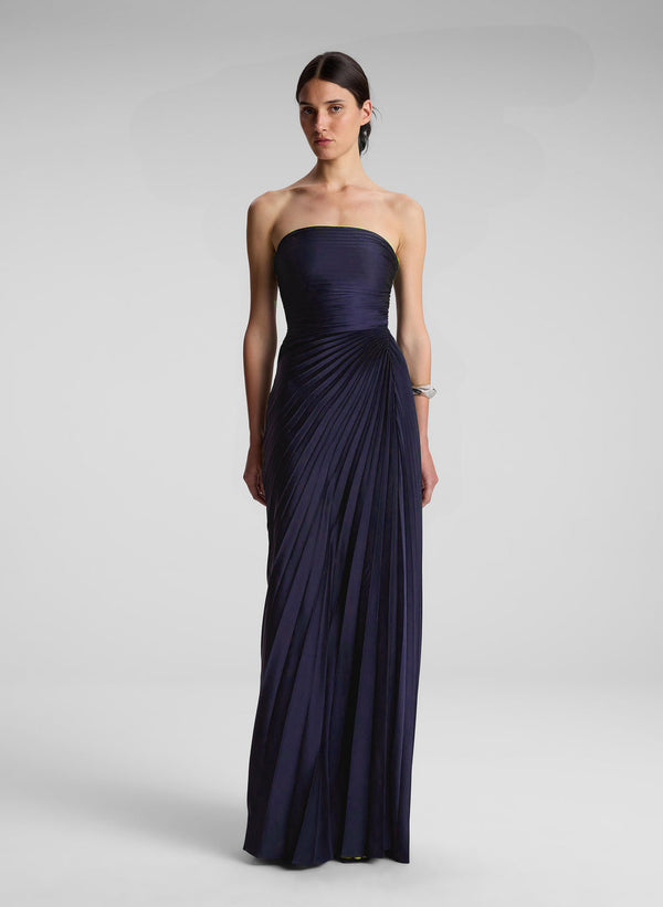 a.l.c. Bianca Strapless Pleated Maxi Dress Riviera