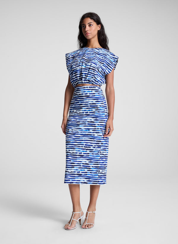 A.l.c. Billie Cropped Stripe Top Navy Stripe