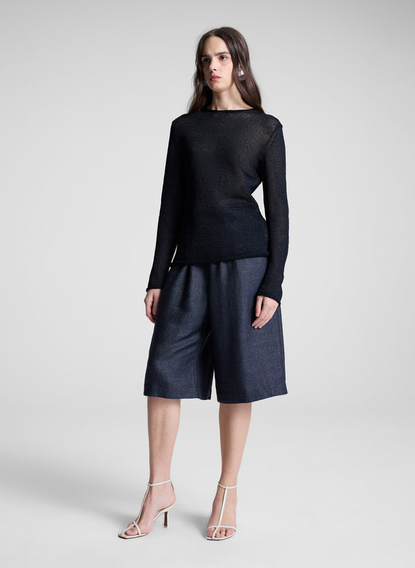 A.l.c. Bodie Raffia Short Deep Navy