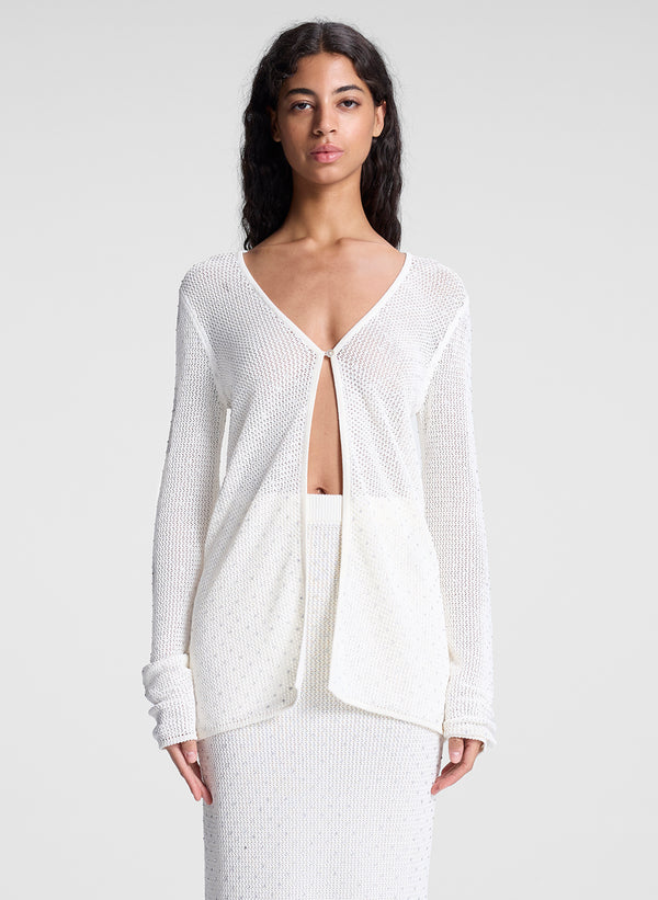 A.l.c. Brandy Embellished Knit Cardigan Off White