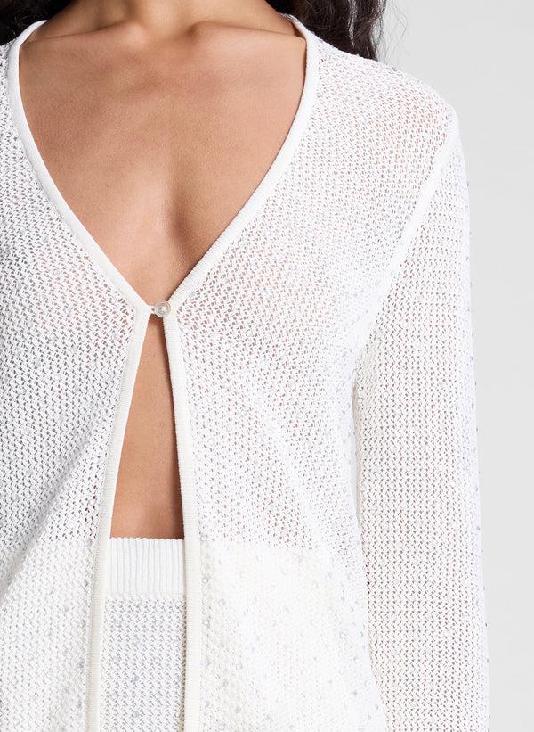 A.l.c. Brandy Embellished Knit Cardigan Off White