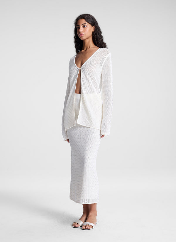 A.l.c. Brandy Embellished Knit Cardigan Off White