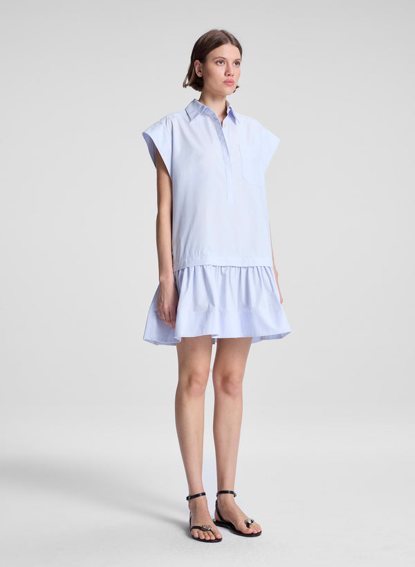 A.l.c. Brock Cotton Mini Dress Acqua