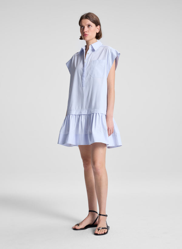 A.l.c. Brock Cotton Mini Dress Acqua
