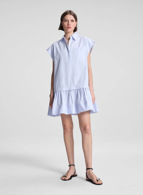 a.l.c. Brock Cotton Mini Dress Acqua
