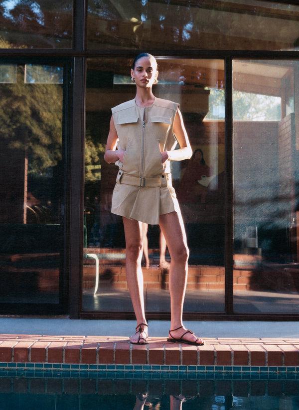 a.l.c. Brody Pleated Skort Desert Beige