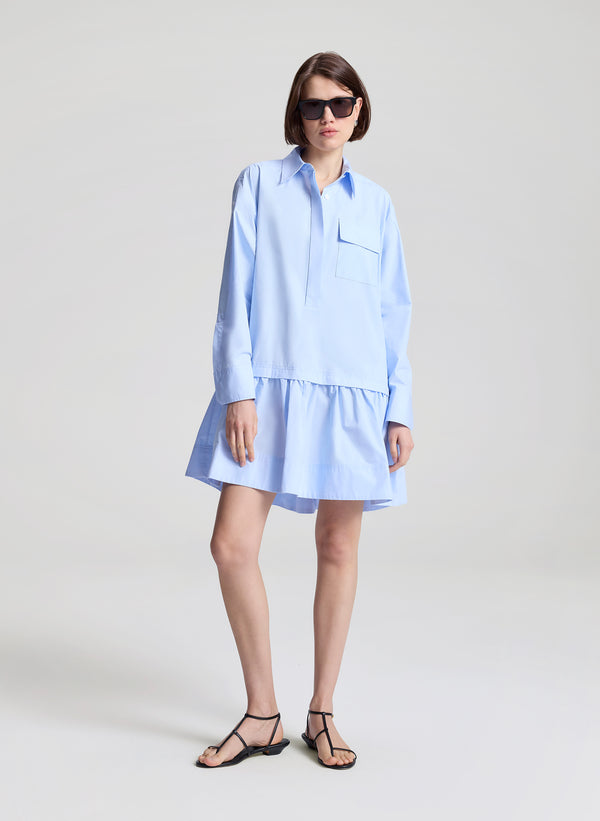A.l.c. Brooke Cotton Mini Shirtdress Sky Blue
