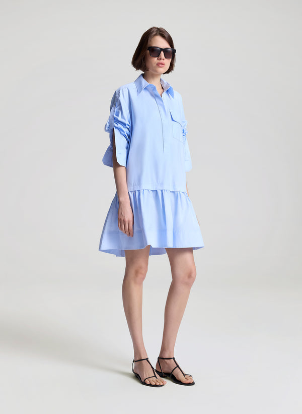 A.l.c. Brooke Cotton Mini Shirtdress Sky Blue