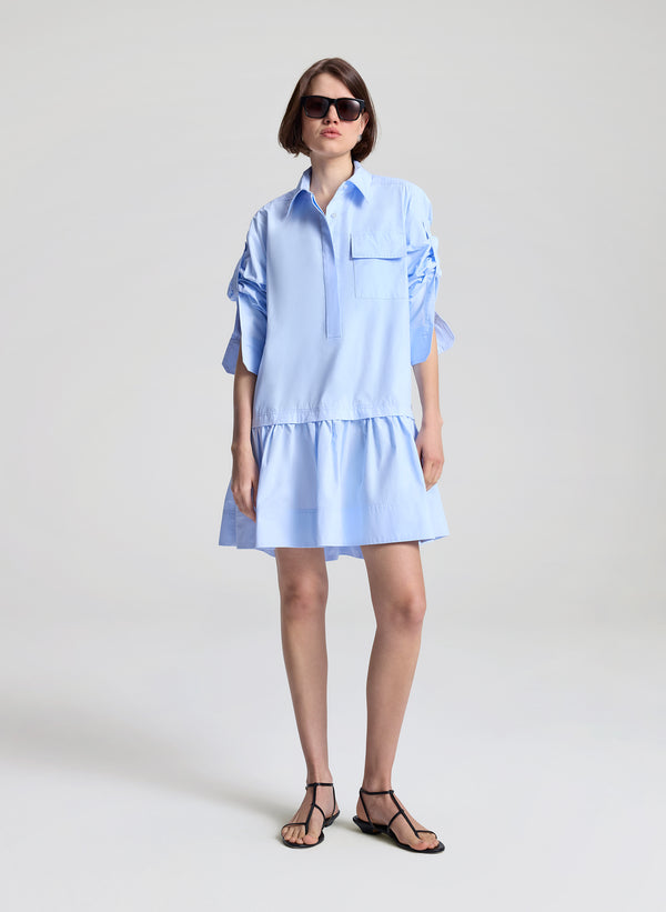 a.l.c. Brooke Cotton Mini Shirtdress Sky Blue