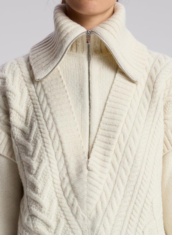 A.l.c. Callie Merino Cable Knit Sweater Off White