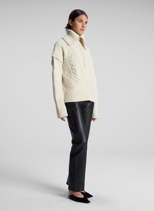 A.l.c. Callie Merino Cable Knit Sweater Off White