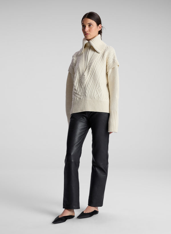 A.l.c. Callie Merino Cable Knit Sweater Off White