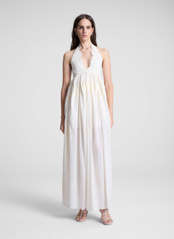 A.l.c. Cambrie Lace Maxi Dress Cream