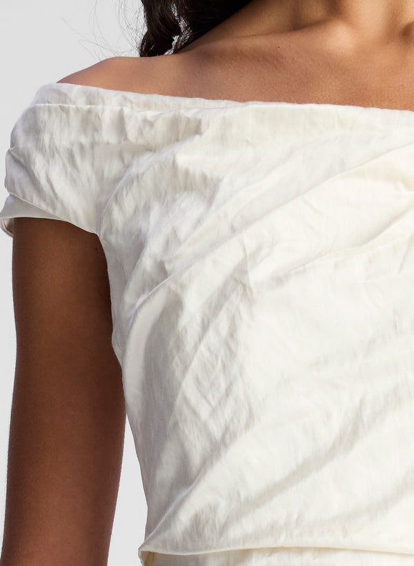 A.l.c. Camille Off Shoulder Satin Dress Pearl