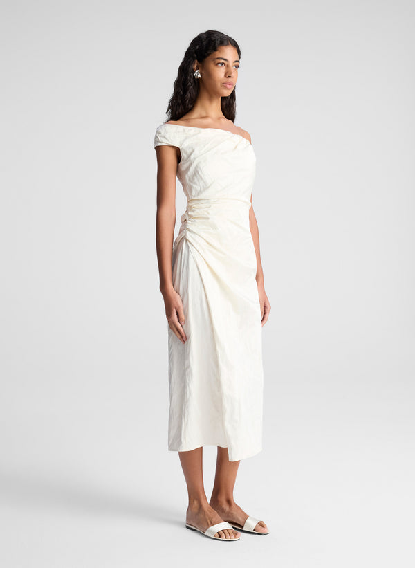 A.l.c. Camille Off Shoulder Satin Dress Pearl