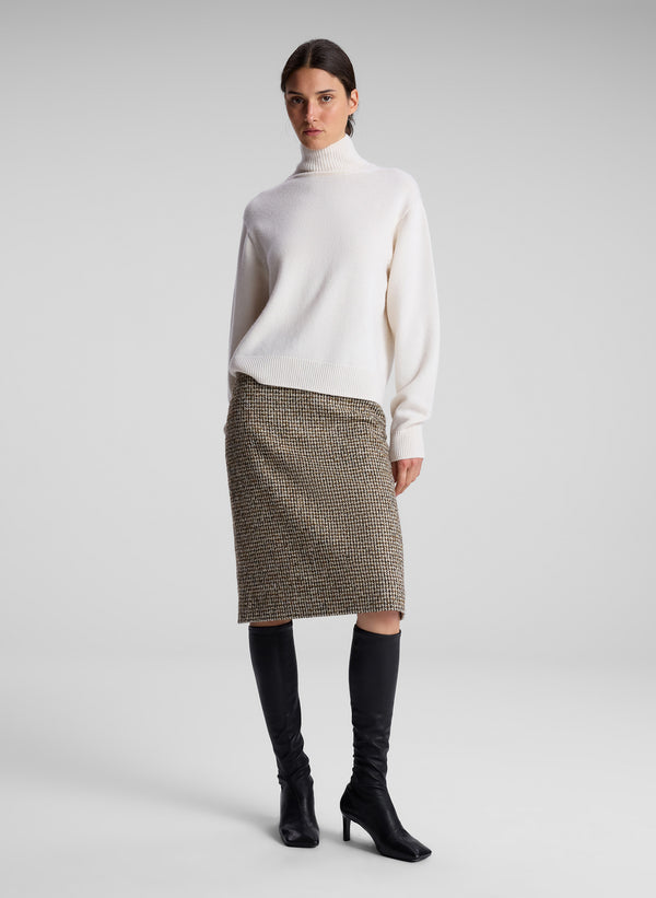 a.l.c. Cara Houndstooth Skirt Cream/Brown