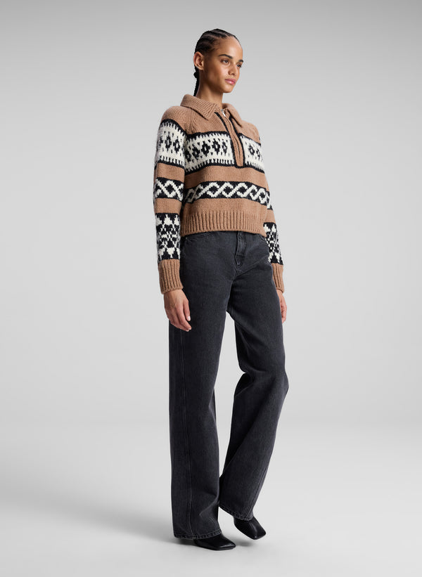 A.l.c. Carter Merino Fairisle Sweater Camel Multi