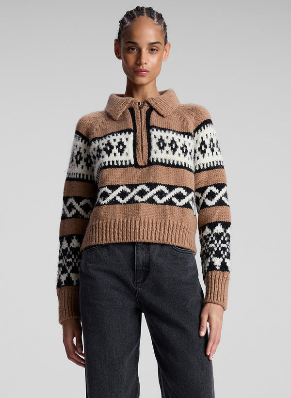 a.l.c. Carter Merino Fairisle Sweater Camel Multi