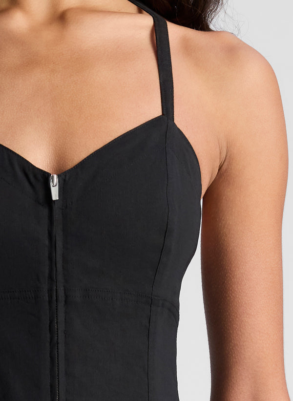 A.l.c. Chandler Stretch Linen Jumpsuit Black