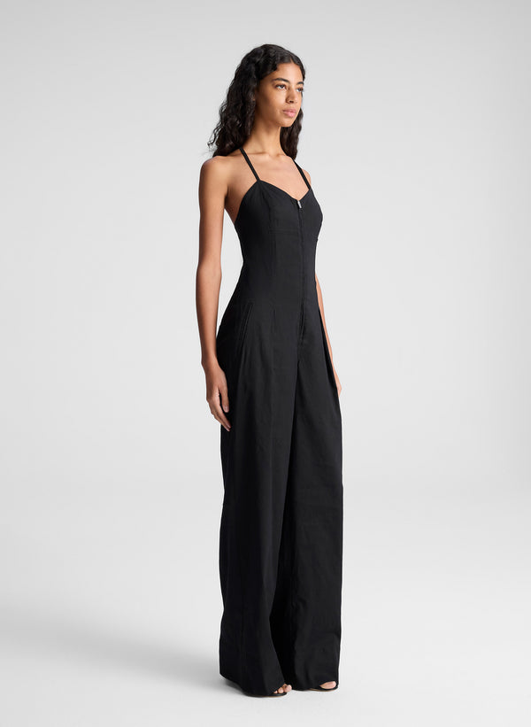 A.l.c. Chandler Stretch Linen Jumpsuit Black
