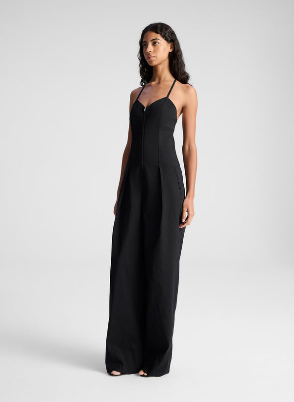 A.l.c. Chandler Stretch Linen Jumpsuit Black