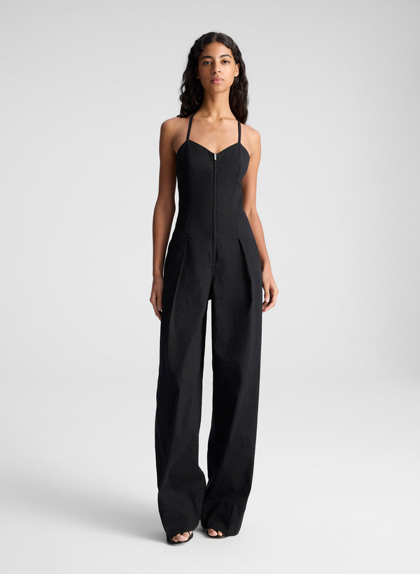 a.l.c. Chandler Stretch Linen Jumpsuit Black