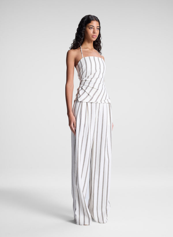 A.l.c. Charles Striped Linen Pant Cream Stripe