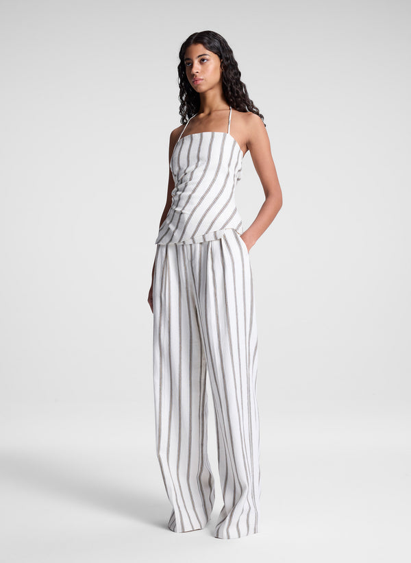 A.l.c. Charles Striped Linen Pant Cream Stripe