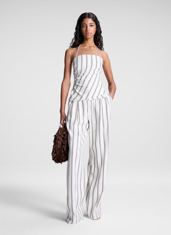 a.l.c. Charles Striped Linen Pant Cream Stripe
