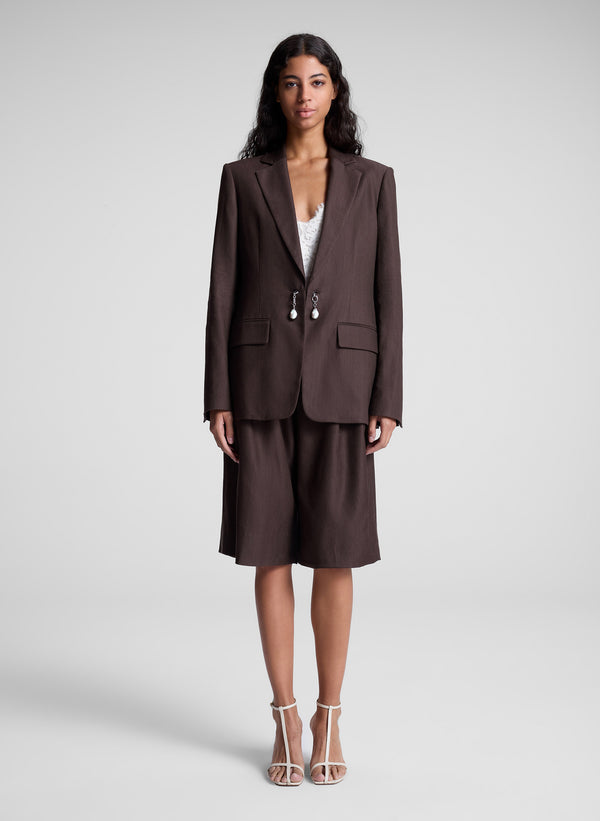 a.l.c. Charlie Soft Suiting Short Dark Carob