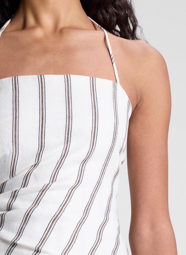 A.l.c. Charlotte Linen Halter Top Cream Stripe