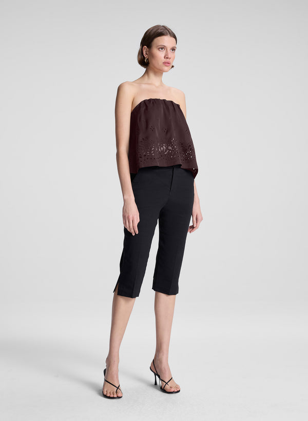 A.l.c. Dalia Strapless Embroidered Top Ganache