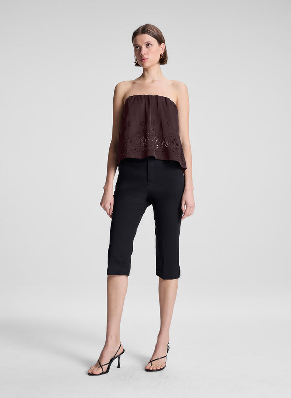A.l.c. Dalia Strapless Embroidered Top Ganache