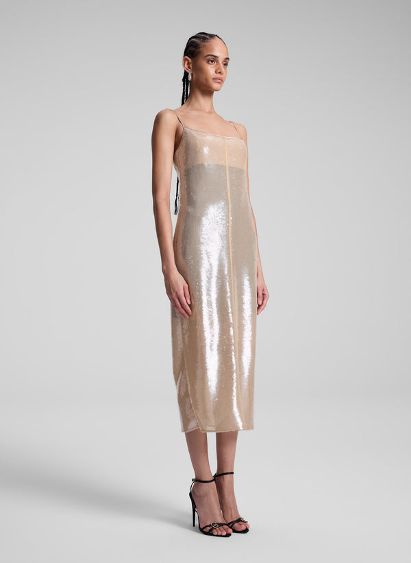 A.l.c. Danielle Sequin Embellished Midi Dress Clear