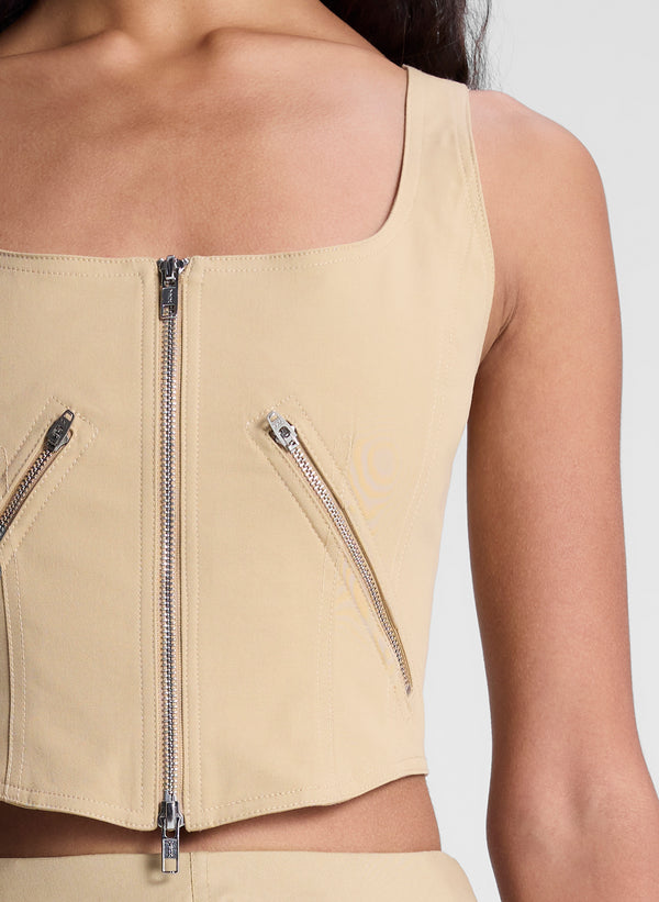 A.l.c. Dea Utility Zip Crop Tank Desert Beige