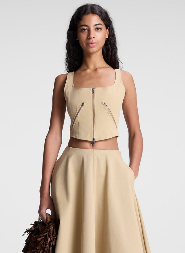 a.l.c. Dea Utility Zip Crop Tank Desert Beige