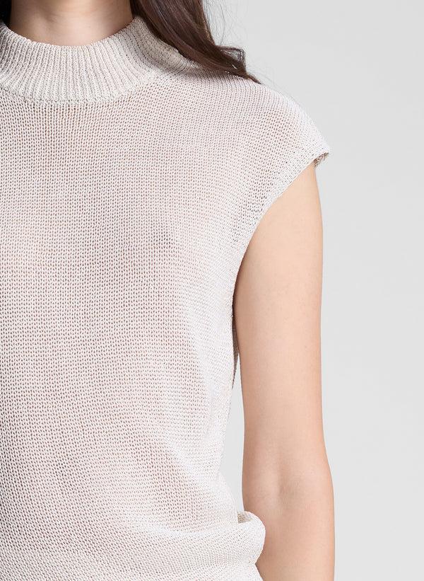 A.l.c. Edith Open Knit Asymmetric Top Creme