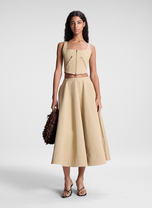 a.l.c. Eleanor Midi Skirt Desert Beige