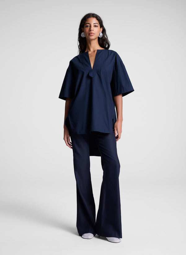 A.l.c. Erin Cotton Poplin Top Deep Navy