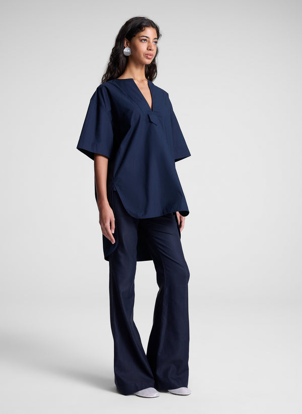 A.l.c. Erin Cotton Poplin Top Deep Navy
