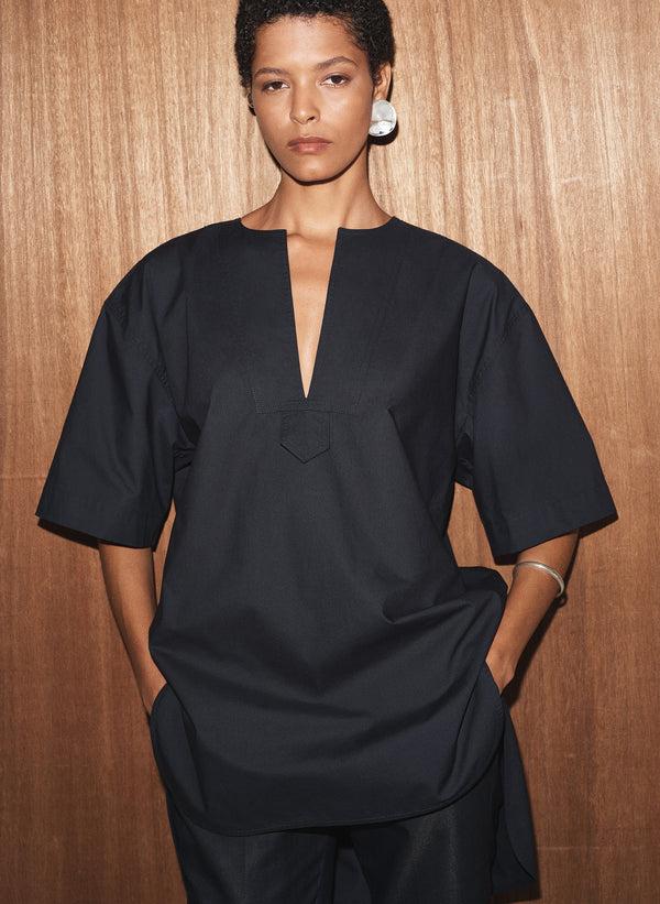 a.l.c. Erin Cotton Poplin Top Deep Navy