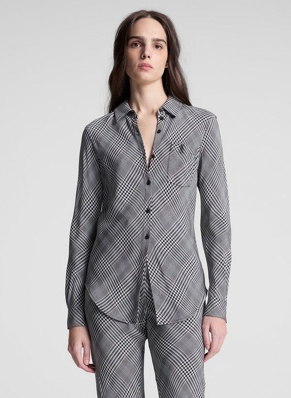 a.l.c. Ethan Plaid Top Black/Brown Plaid