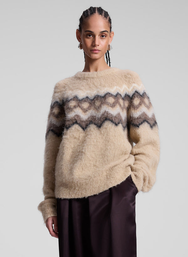 a.l.c. Ezra Fairisle Sweater Dark Taupe Multi