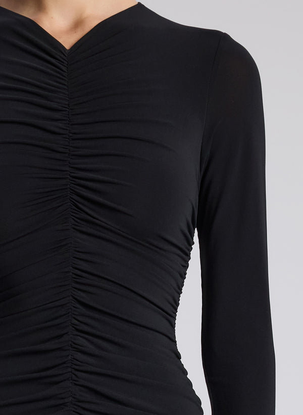 A.l.c. Fawn Ruched Mesh Maxi Dress Black