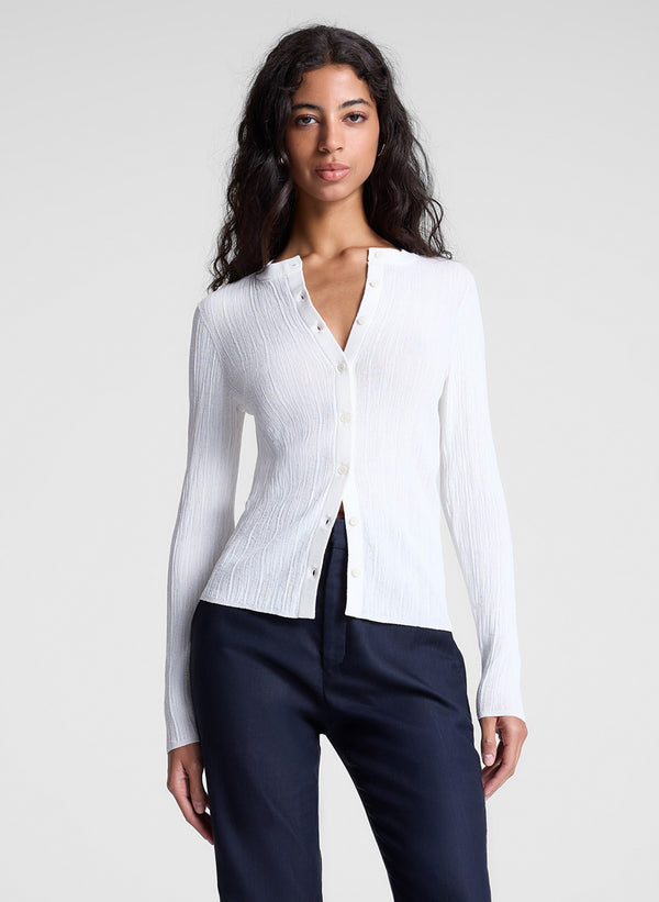 a.l.c. Fisher Fine Cotton Cardigan Bright White