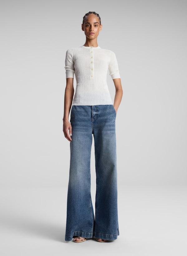 a.l.c. Fisher Fine Cotton Knit Top Bright White