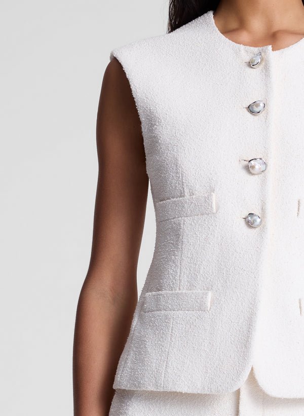 A.l.c. Georgie Pearl Embellished Boucle Vest Pearl