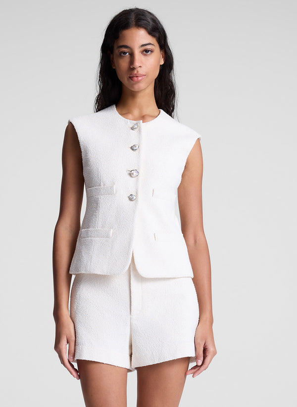 a.l.c. Georgie Pearl Embellished Boucle Vest Pearl