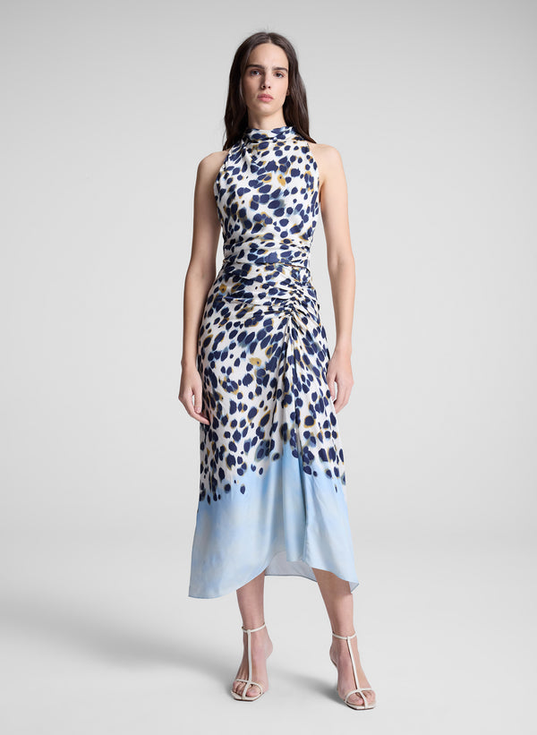 a.l.c. Grace Printed Midi Skirt Navy/Light Blue